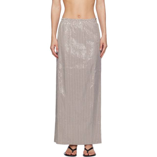 Saks Potts Brown Livia Maxi Skirt - Brown Stripe Sequin - S