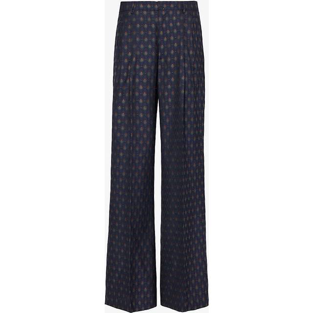Etro High-rise wool and cotton wide-leg pants - blue (UK 8)