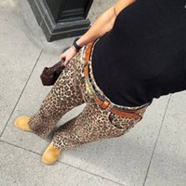 Never Fully Dressed Leopard Lucia Scallop Detail Jeans - Brown