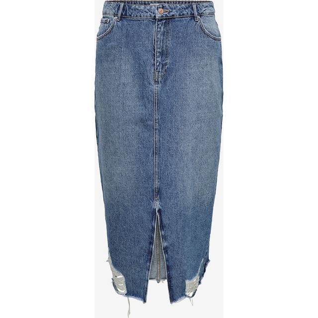 Only Carmakoma - Jeanskjol carEmma Life Reg Long Dnm Skirt - Blå
