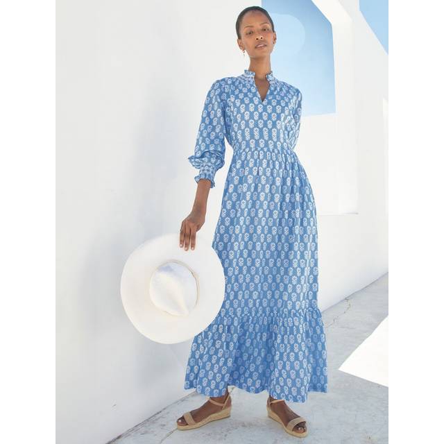 Aspiga Womens Geranium Blue/white Emmeline Floral-print Organic-cotton Maxi Dress S - Geranium Blue/White