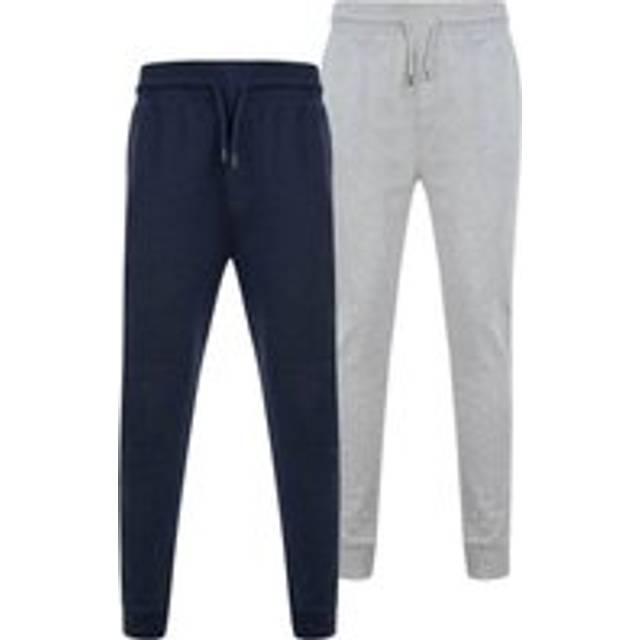 2 Pack Mens Jogging Trousers Grey Navy Lounge Sweat Pants - L