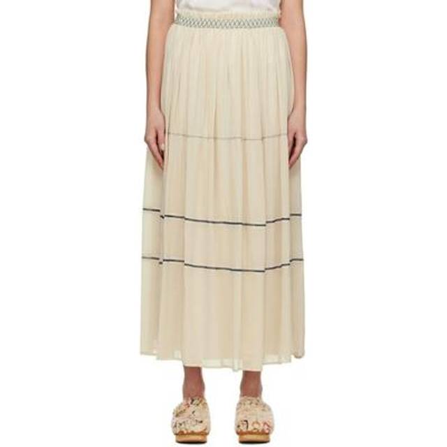 See by Chloé - Embroidered georgette maxi skirt - White - FR 38