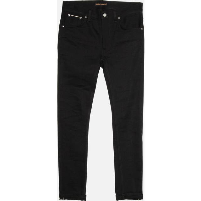 Nudie Jeans Lean Dean Dry Black Selvage Mid Waist Slim Tapered Fit Organic Selvedge Jeans W30/L32 Sustainable Denim (W30/L32)