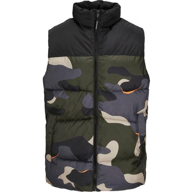 Jack & Jones Mens Zip Up Quilted Gilet - Black - Size Small