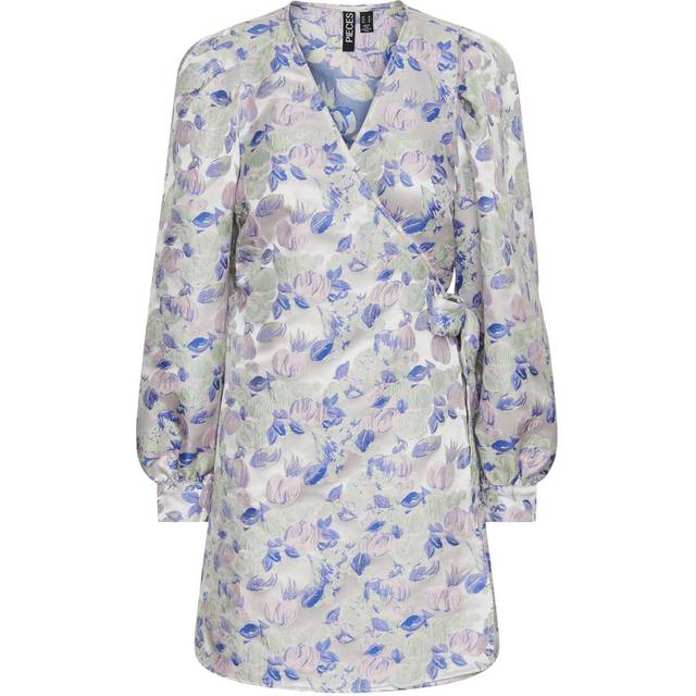 pieces - Omlottklänning pcTilly LS Wrap Dress - Blå