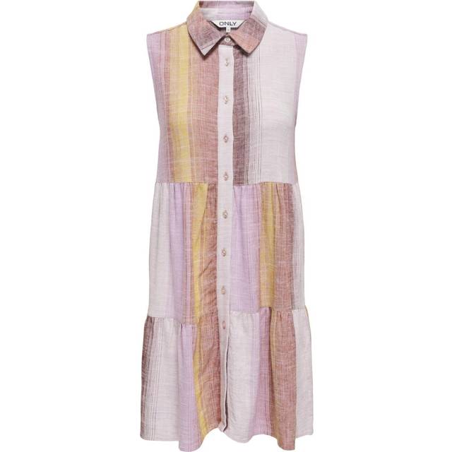 ONLSIESTA S/L Linen BL Shirt Dress PNT, Piruett/ränder: flerfärgad, S
