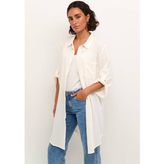 KAFFE Pauline Crinkle Cotton Shirt Dress