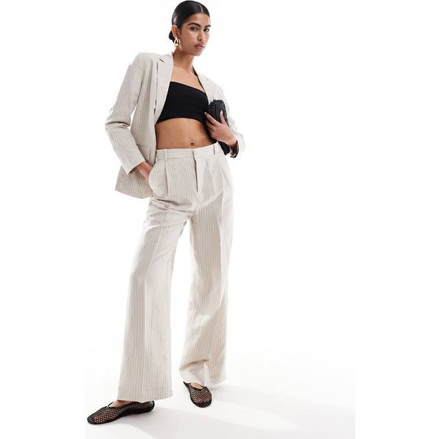 MANGO Striped Suit Trousers |Beige |38