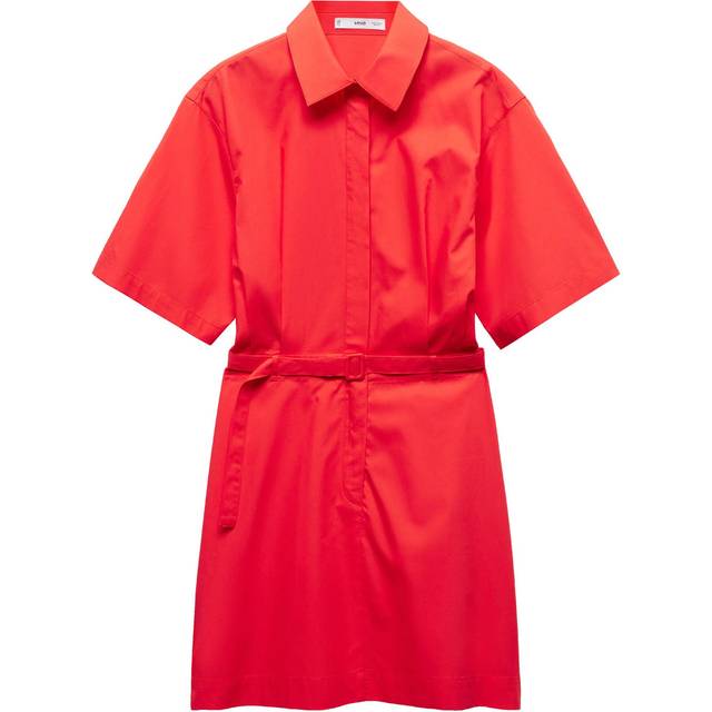Coral Red Belt Blouse Dress (XS)