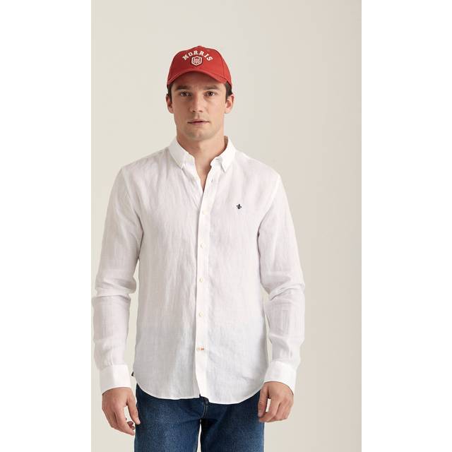 Morris Douglas Linen Button Down Shirt White