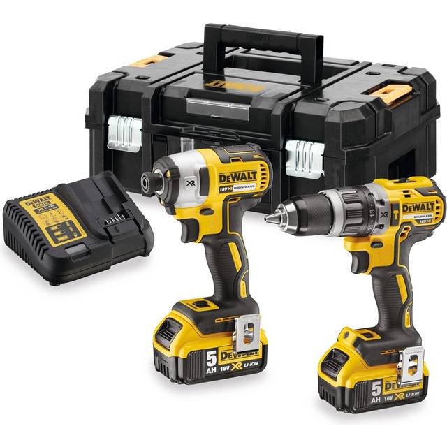 DeWalt DCK266P2T-GB 18V XR Brushless Combi Drill and Impact Driver Kit - 2x 5Ah Batteries Charger and Case