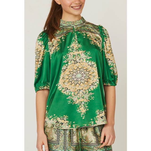 Love&Divine Love9108 Dam Kortärmade Blusar Stl. XS - Från Magasin - Green Paisley (XS)