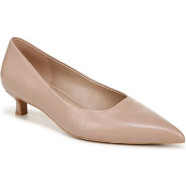 Naturalizer Natalia Kitten Heel Shoes, Warm Taupe Tan Leather, 8.5M Classic Pumps, Pointed Toe