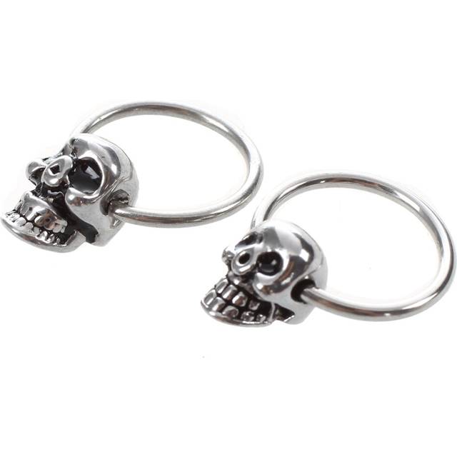 "Stainless Steel Skull Round Hoop Loop Earrings 0.39x0.28"" FASHION"