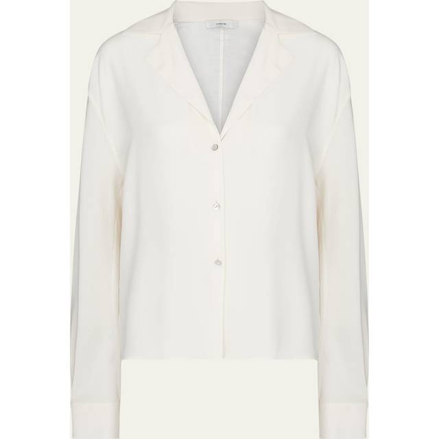 Vince Womens Shell V-neck Relaxed-fit Silk Shirt S