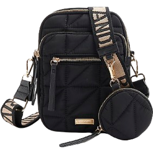 River Island Womens Black Quilted Zip Pocket Cross Body Bag - One Size