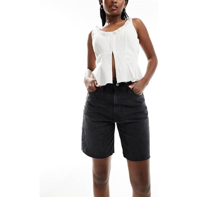 Levi's – Ribcage – Svarta bermudashorts i denim med hög midja-Svart/a