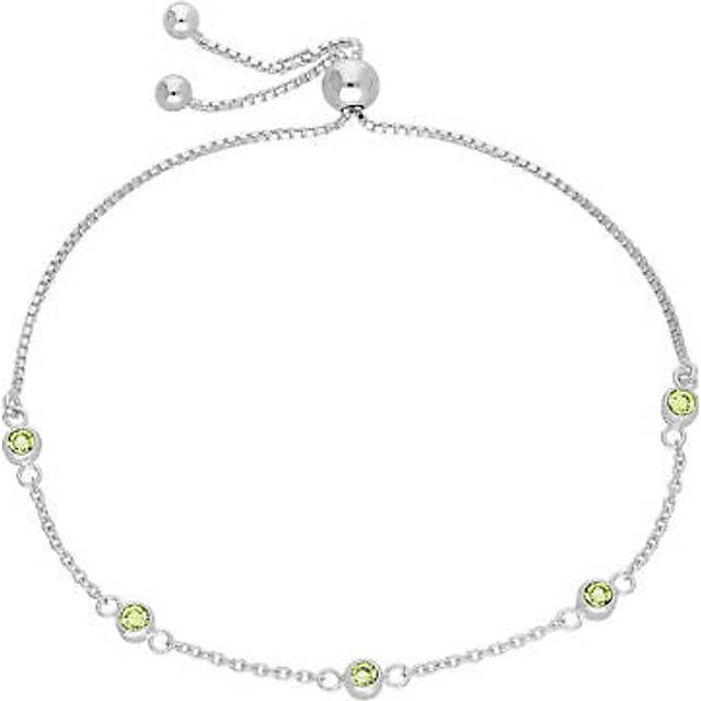Sterling Silver Multi Peridot CZ Adjustable Bracelet