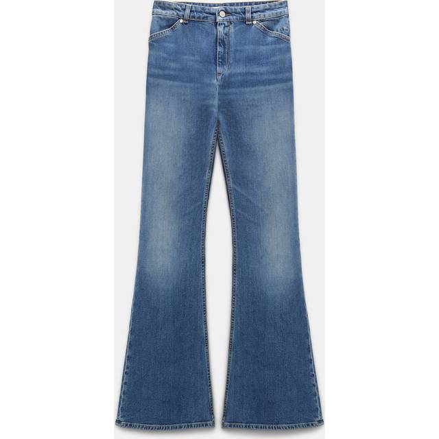 Stone wash indigo blue flared jeans (XXS)