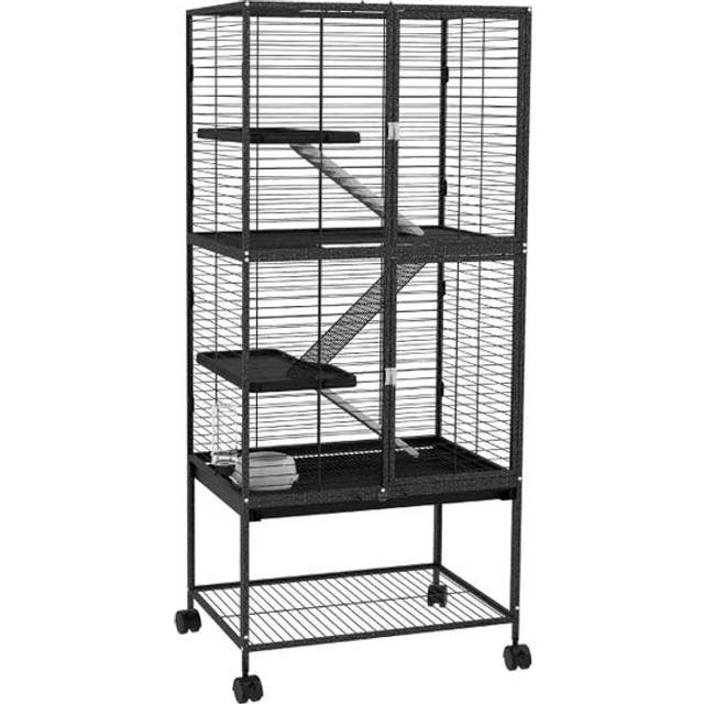 PawHut Ferret Cage 136cm Rolling Small Animal Cage, Grey
