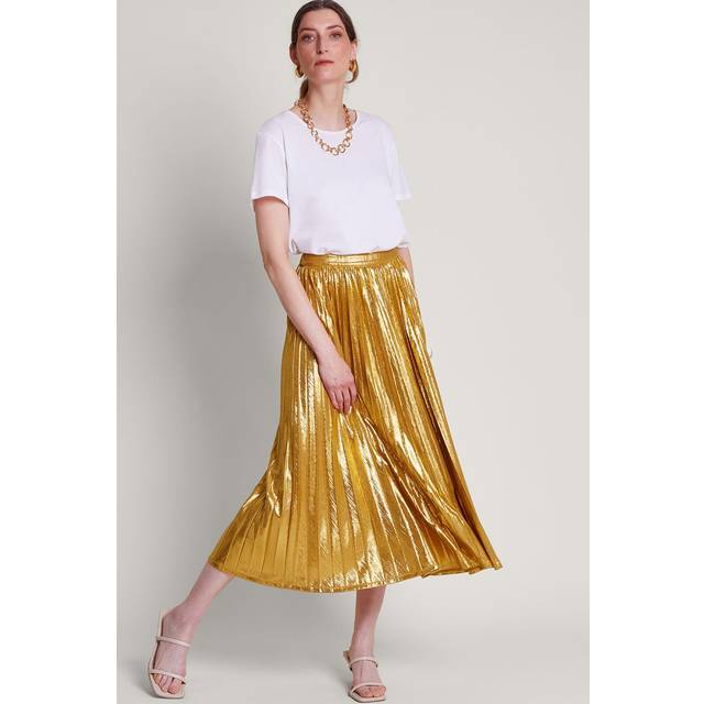 Monsoon Mia Pleated Skirt - Gold