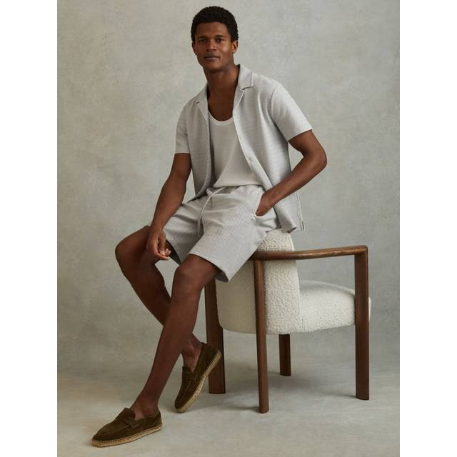 Reiss Mens Light Grey Penbrook Elasticated-waist Regular-fit Stretch-cotton Shorts Xs - LIGHT GREY