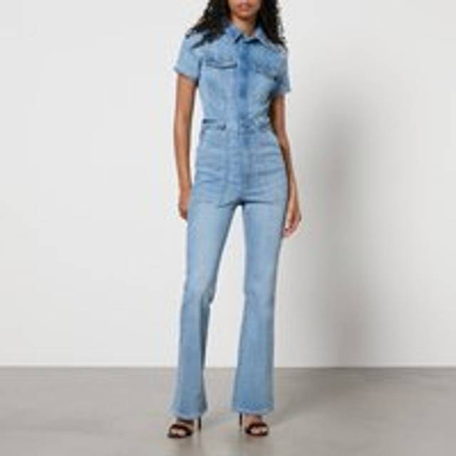 Good American Fit For Success Bootcut Denim Jumpsuit - L - Blue