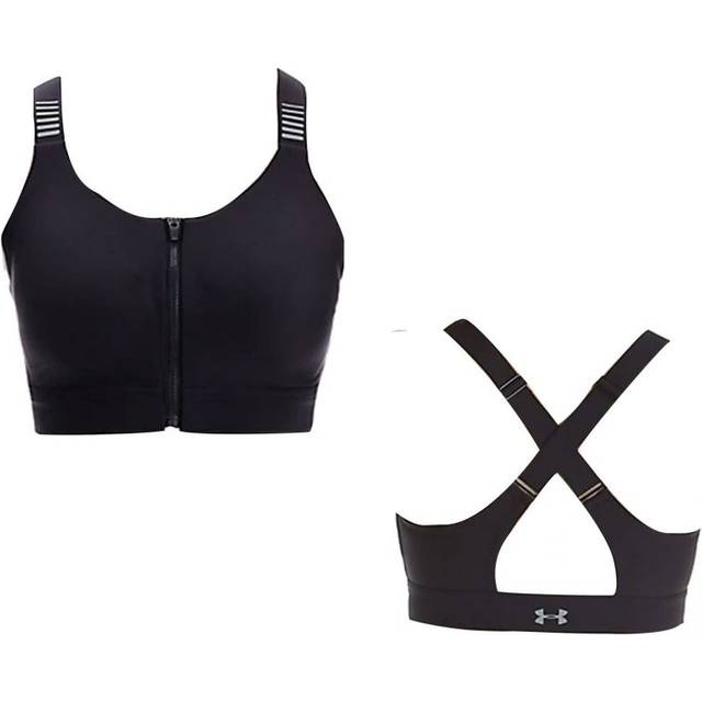 Under Armour Sports Bra High Impact Zip Front Reflective - Womens - Black Textile - Size 32A