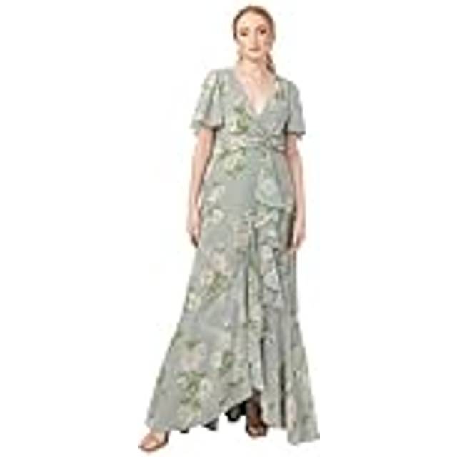 Anaya With Love Faux Ruffle Wrap Maxi Dress, Sage Floral Print