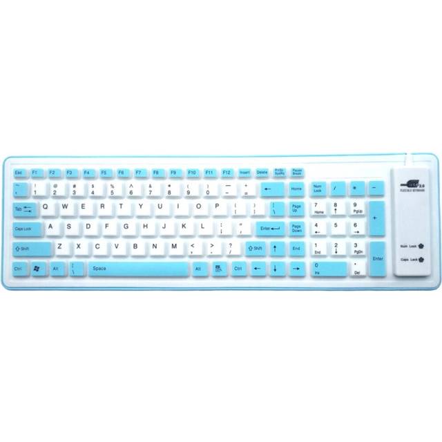 103 tangenter hopf&#xE4;llbart dammt&#xE4;tt mjukt silikon-tangentbord f&#xF6;r b&#xE4;rbar dator / dator rulla upp kiselgel-tangentbord tr&#xE5;dbundet gamingtangentbord - Bl&#xE5;