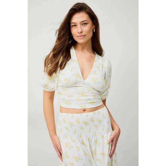 Gina Tricot - Blus Puff Sleeve Top - Gul
