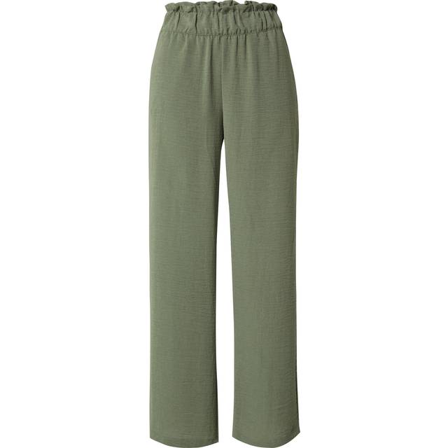 Wide Leg Trousers with High Waist - Light Green - M