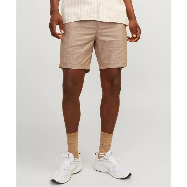 Jack & Jones – Beige chino-shorts i linne-Naturlig
