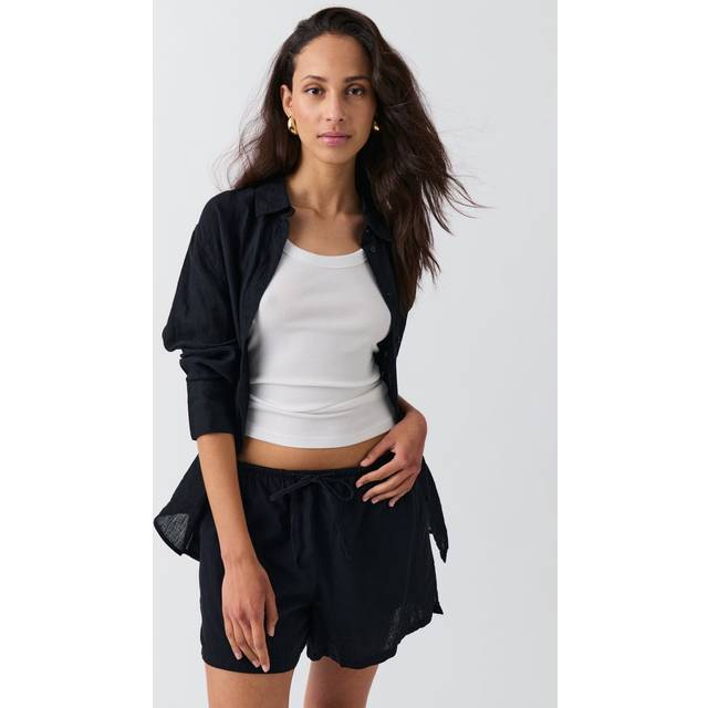 Gina Tricot - Linneshorts Relaxed Linen Blend - Svart