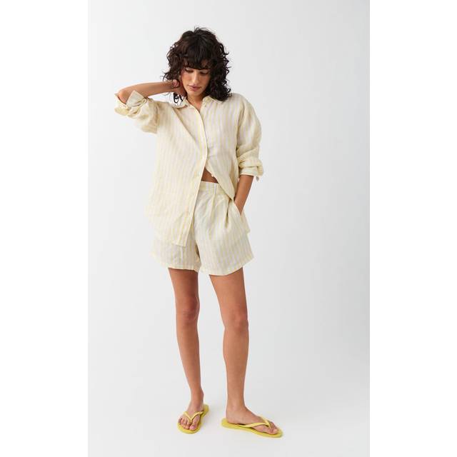 Gina Tricot-Linen shorts-linneshorts-Grå-M-Dam