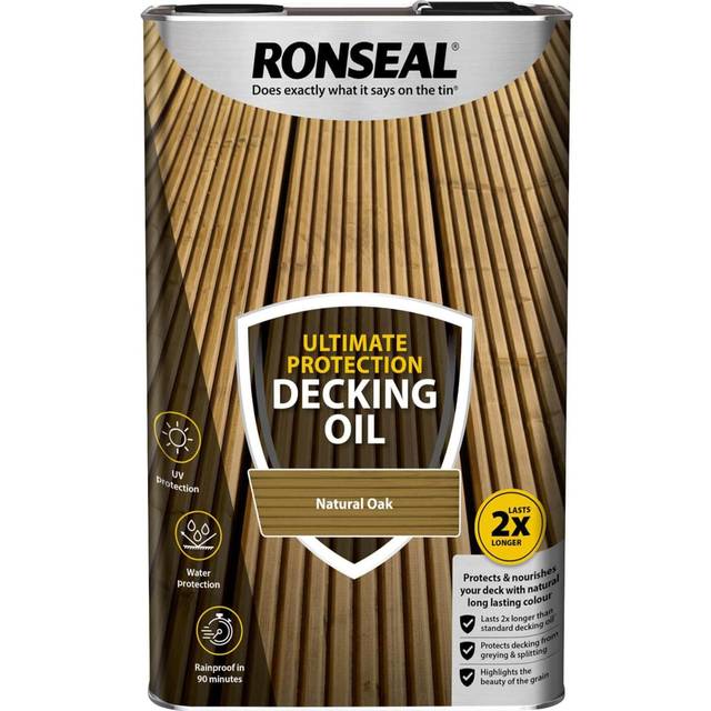 Ronseal Ultimate Protection Decking Oil, Natural Oak 5L, For all Wood Decking, Oils, Decking Oils, Water Based Decking Oil, Clea