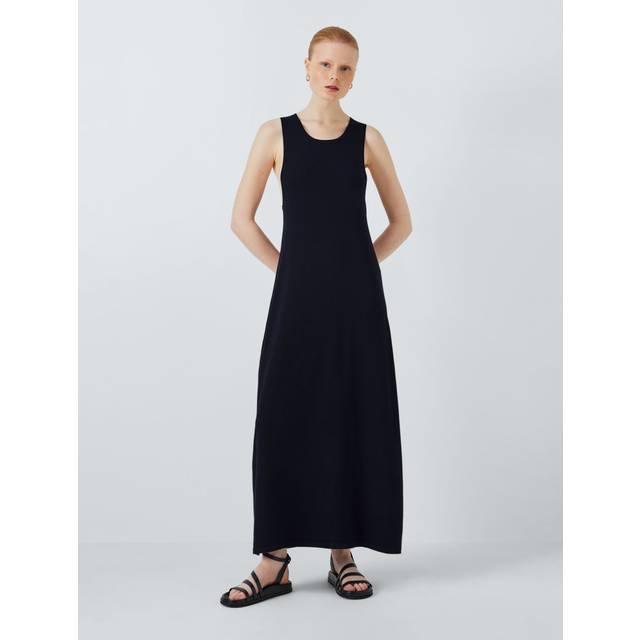 Weekend Max Mara Womens Vy Round-neck Sleeveless Woven-blend Midi Dress S - NAVY