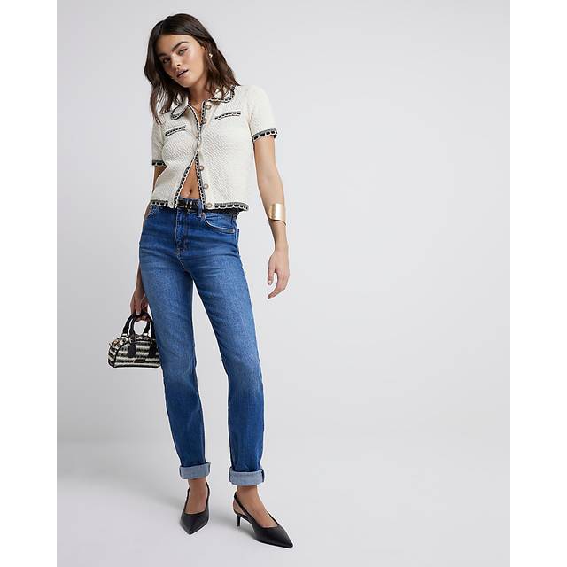 River Island Womens Tall Blue High Waisted Slim Mom Jeans - 14XL
