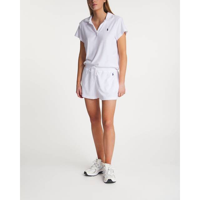 Polo Ralph Lauren Womens White Athletic Logo-embroidered Terry Cotton and Recycled-polyester Shorts L - WHITE