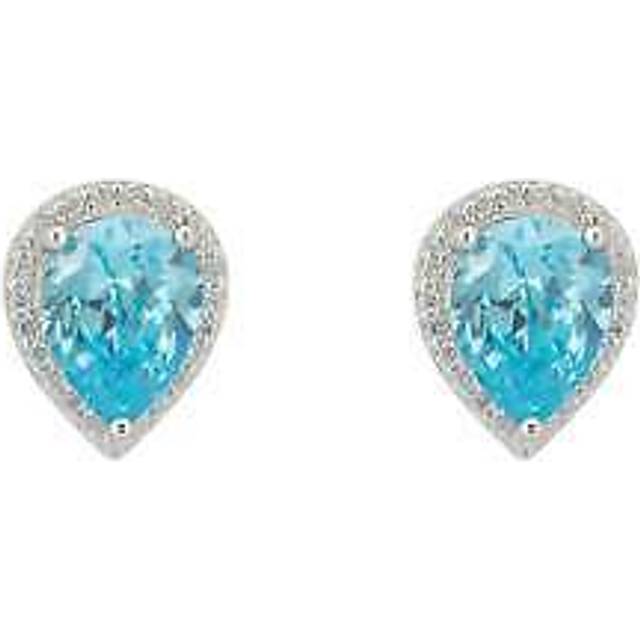 Theodora Blue Topaz Teardrop Gemstone Stud Earrings Silver - One Size