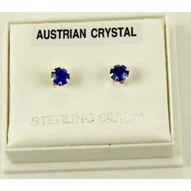 Silver earring stud dark blue