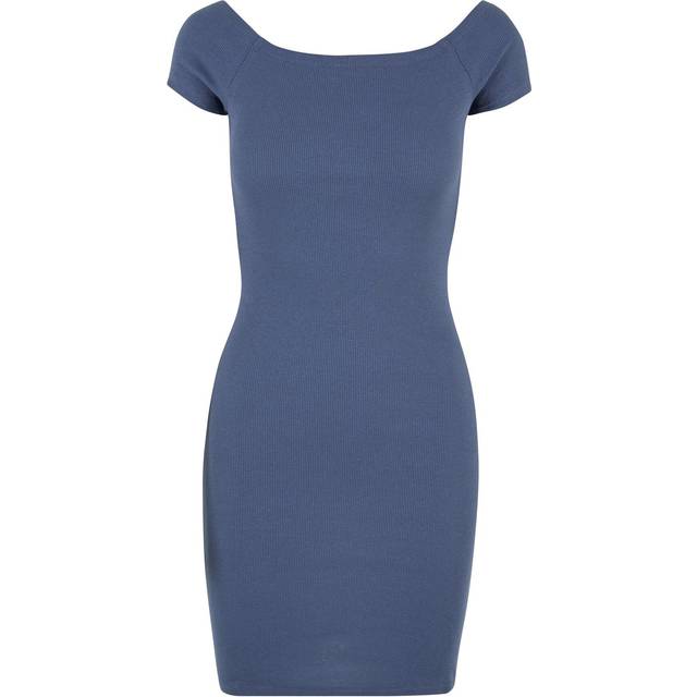 UC Ladies UC Off Shoulder Rib Dress Blue / XL Klänning