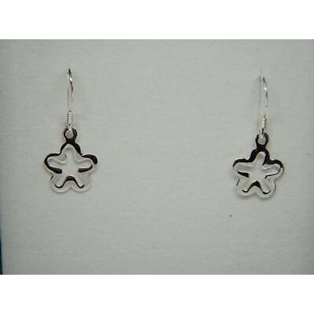 Sterling silver 925 petal drop earrings on silver wire hook fittings