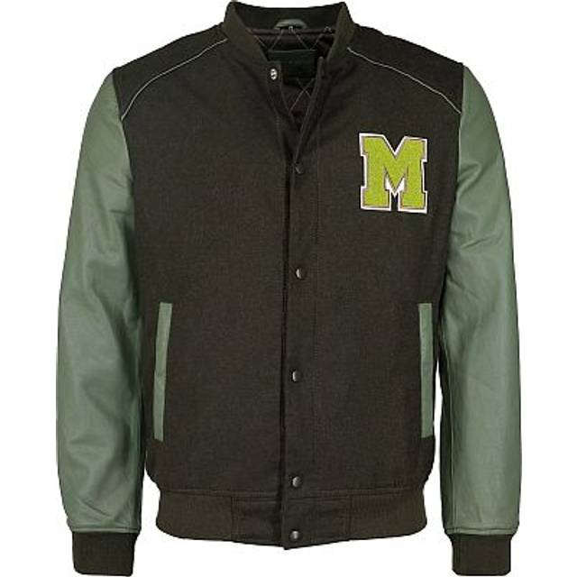 Mustang Milled, leather/textile jacket , color: Black/Olive , size: L