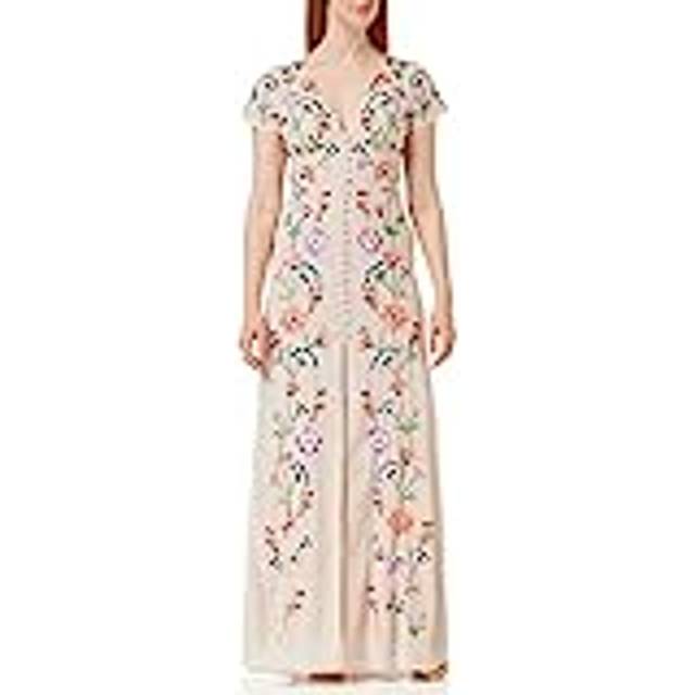 Maya Deluxe Floral Embroidered Maxi Tea Dress, Multi