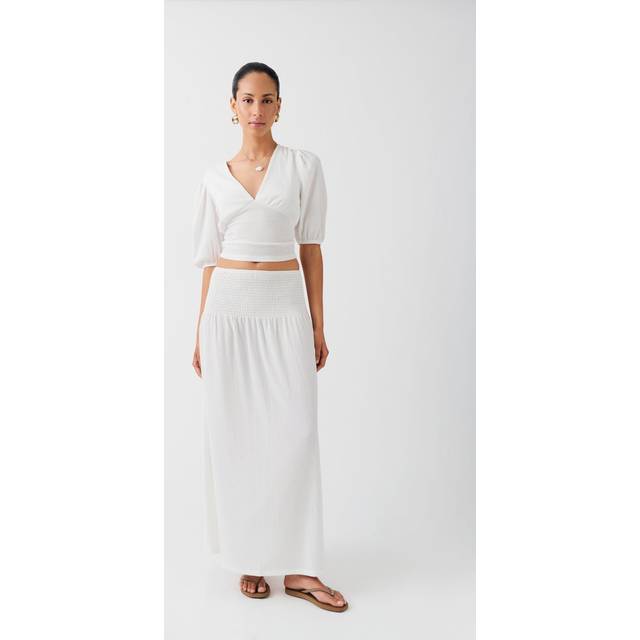 GINA TRICOT Smock Maxi Skirt |Vit |L