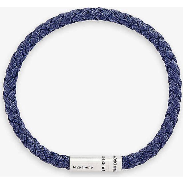 Le Gramme Mens Vy 7g Orlebar Logo-engraved Sterling-silver and Cord Bracelet 18cm - NAVY