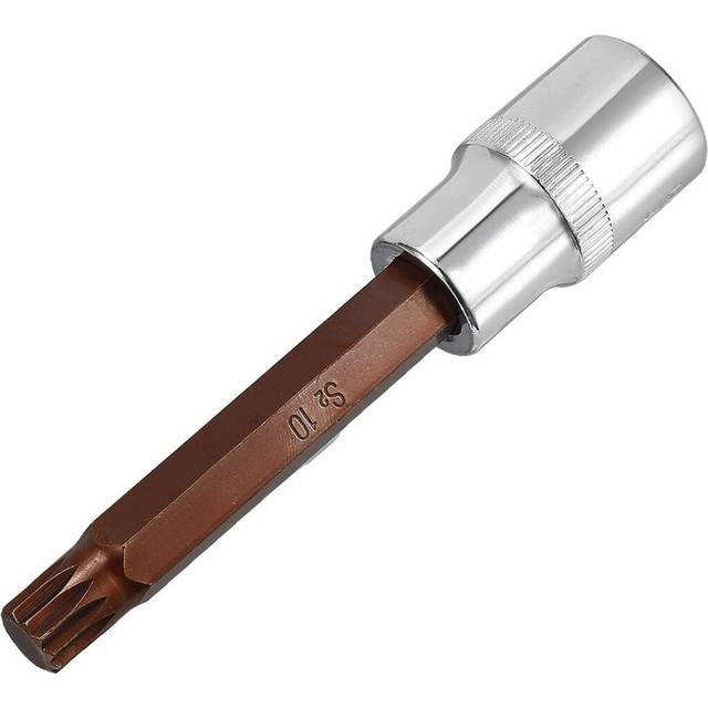 "sourcingmap 1/2"" Drive x M10 (10mm) Triple Square Spline Bit Socket, S2 Steel Bits, CR-V Sockets 4"" Length"