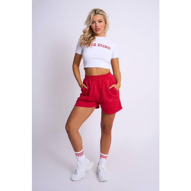 Kaiia Logo Sweat Shorts Red - red